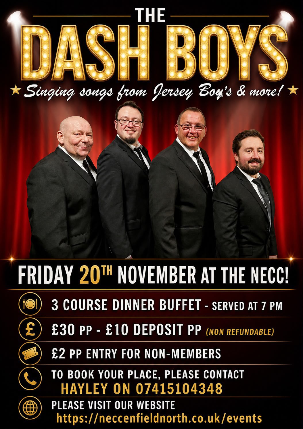 Poster for The Dash Boys singing the Jersey Boys and more!