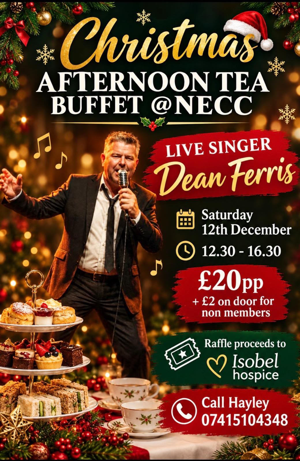 Poster for Christmas Afternoon Tea/Buffet with Dean Ferris!