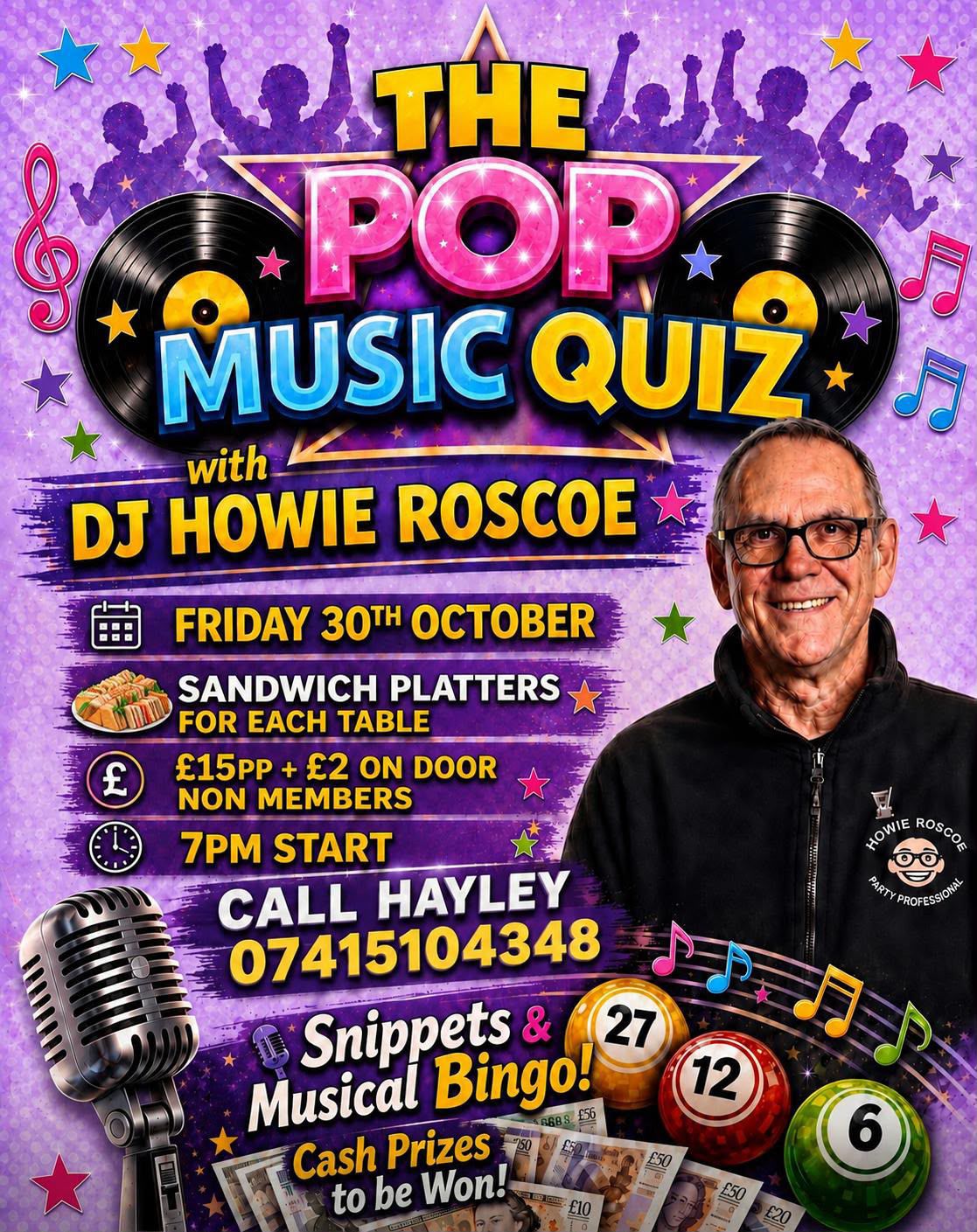 Poster for Pop Quiz & Bingo with DJ Howie Roscoe