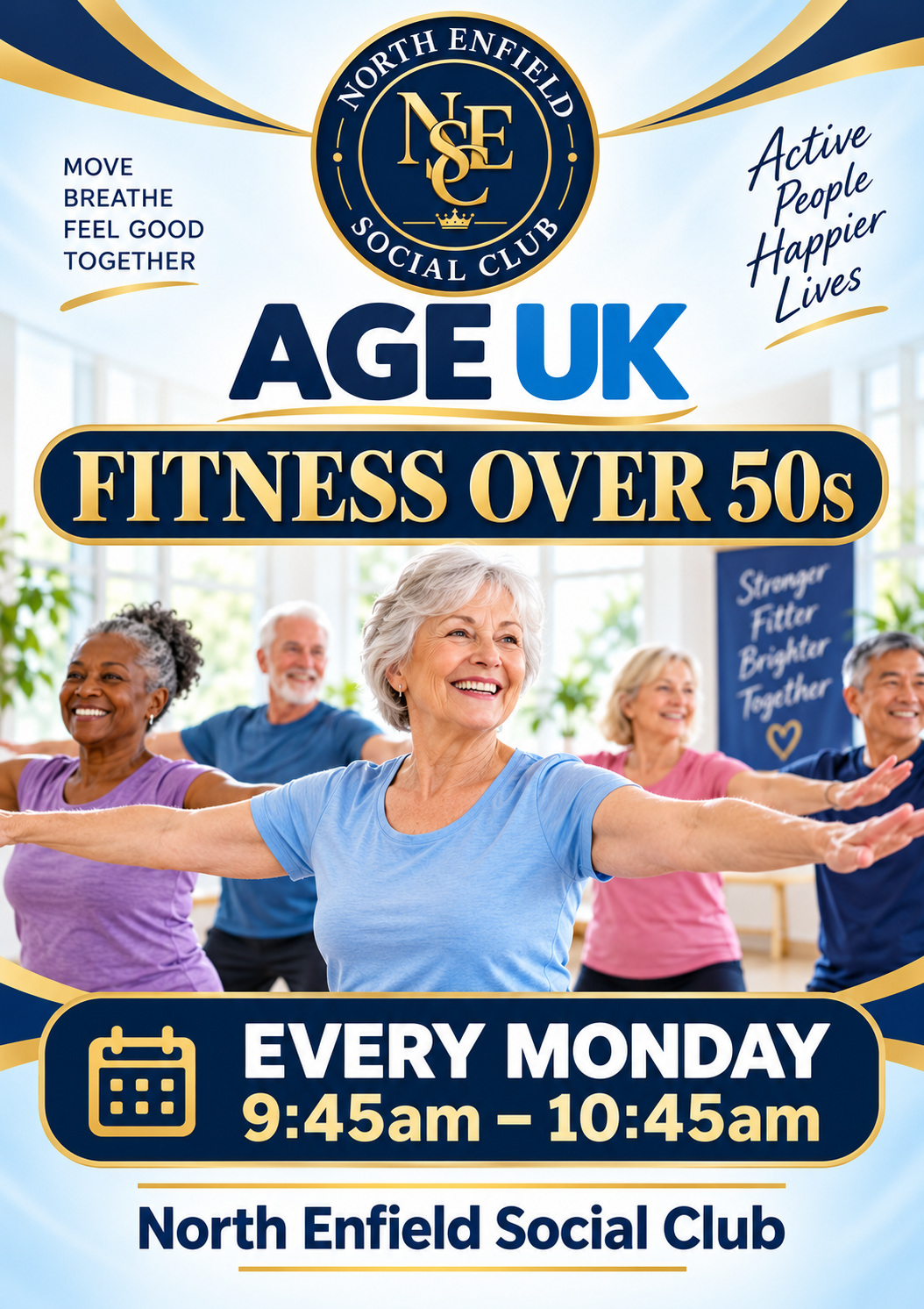 Poster for Age UK Mondays Fitness Over 50s