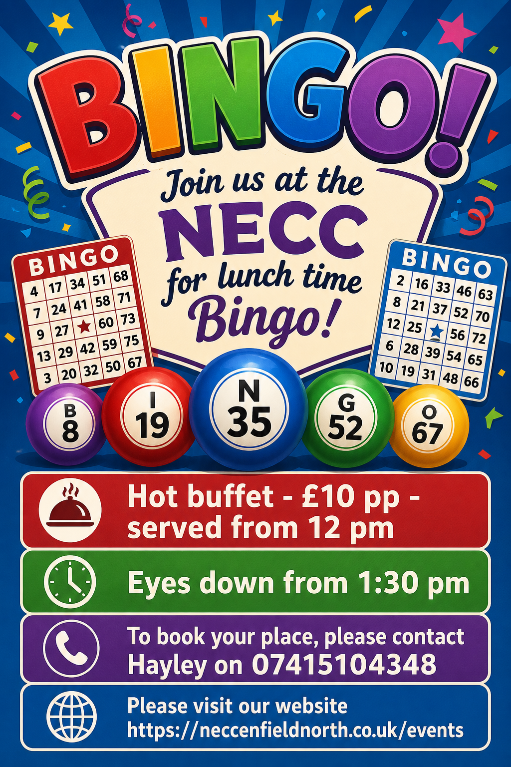 Poster for Lunchtime Bingo including Hot Buffet