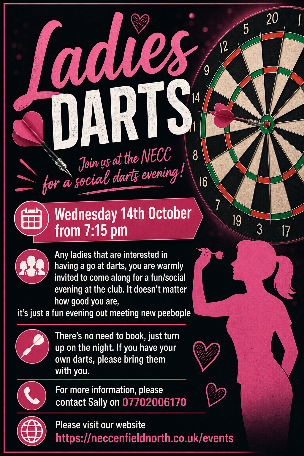 Poster for Ladies Darts, Games & Social Night